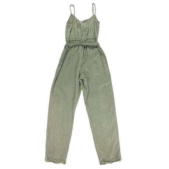 ABERCROMBIE & FITCH Minimal Wrap Front Belted Workwear Jumpsuit Olive Green XS - Picture 6 of 9
